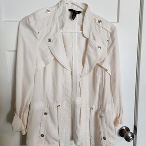 White House Black Market Cream Trench Coat